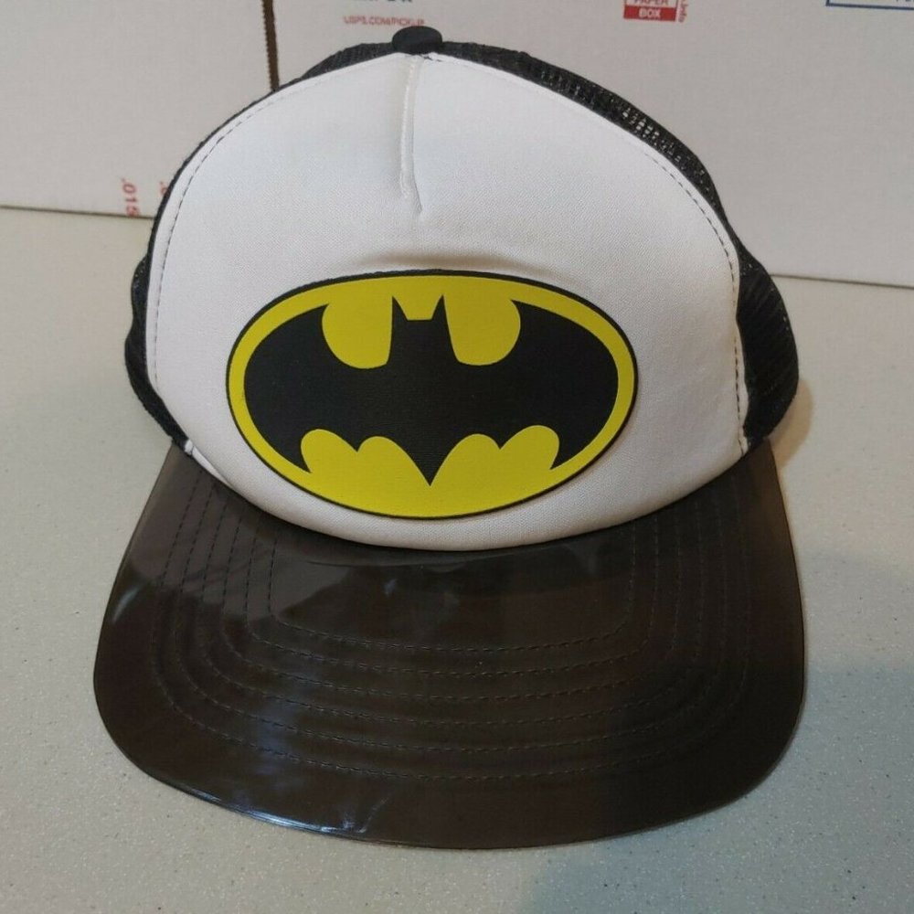 Vintage Batman Trucker Hat Clear Plastic Black Tinted Visor Snapback Dc Comics